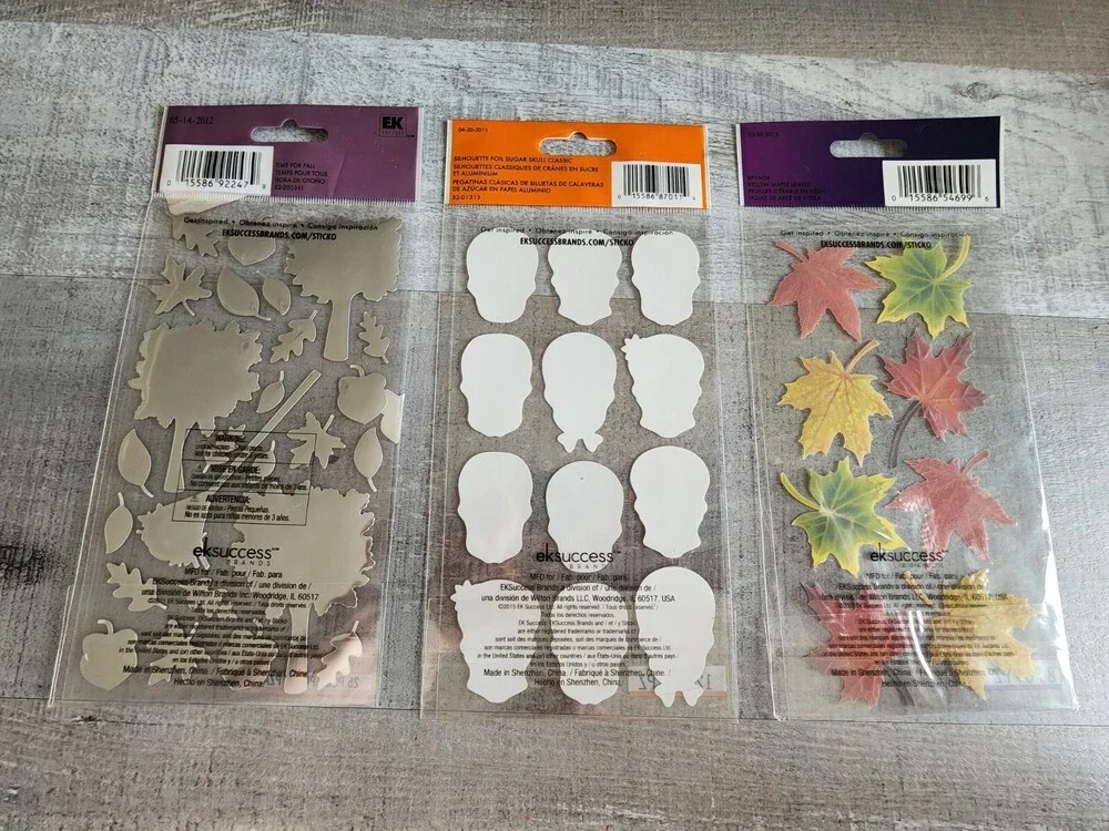 Scrapbook Stickers LOT Day of the Dead Skulls Autumn + Sticko Retired NEW #34